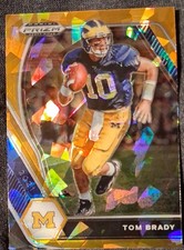 2021 Panini Prizm Draft Picks Tom Brady #6 Orange Cracked Ice Prizm Michigan 