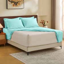 Linen Sheets King Size 100 French Pure Flax Breathable Light Blue 18-24