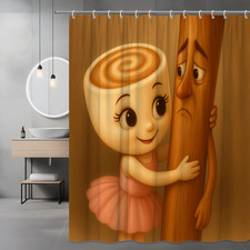 Cute Kids Shower Curtain with Fun Characters and Pink Ballerina Design