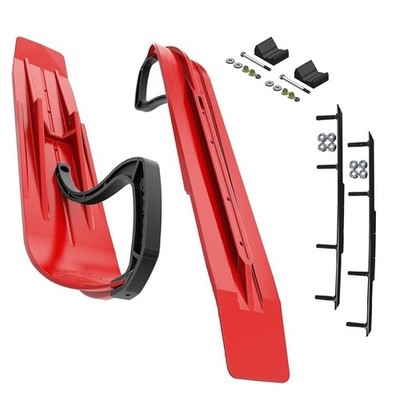 Slydog Powder Hound 7'' Indy Red Skis w/10'' Round Bar Complete Kit Polaris