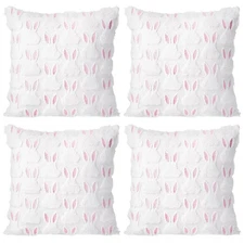 4Pcs Easter Throw Pillow Covers 18x18inch, Rabbit Embroidery, Invisible Zippe...