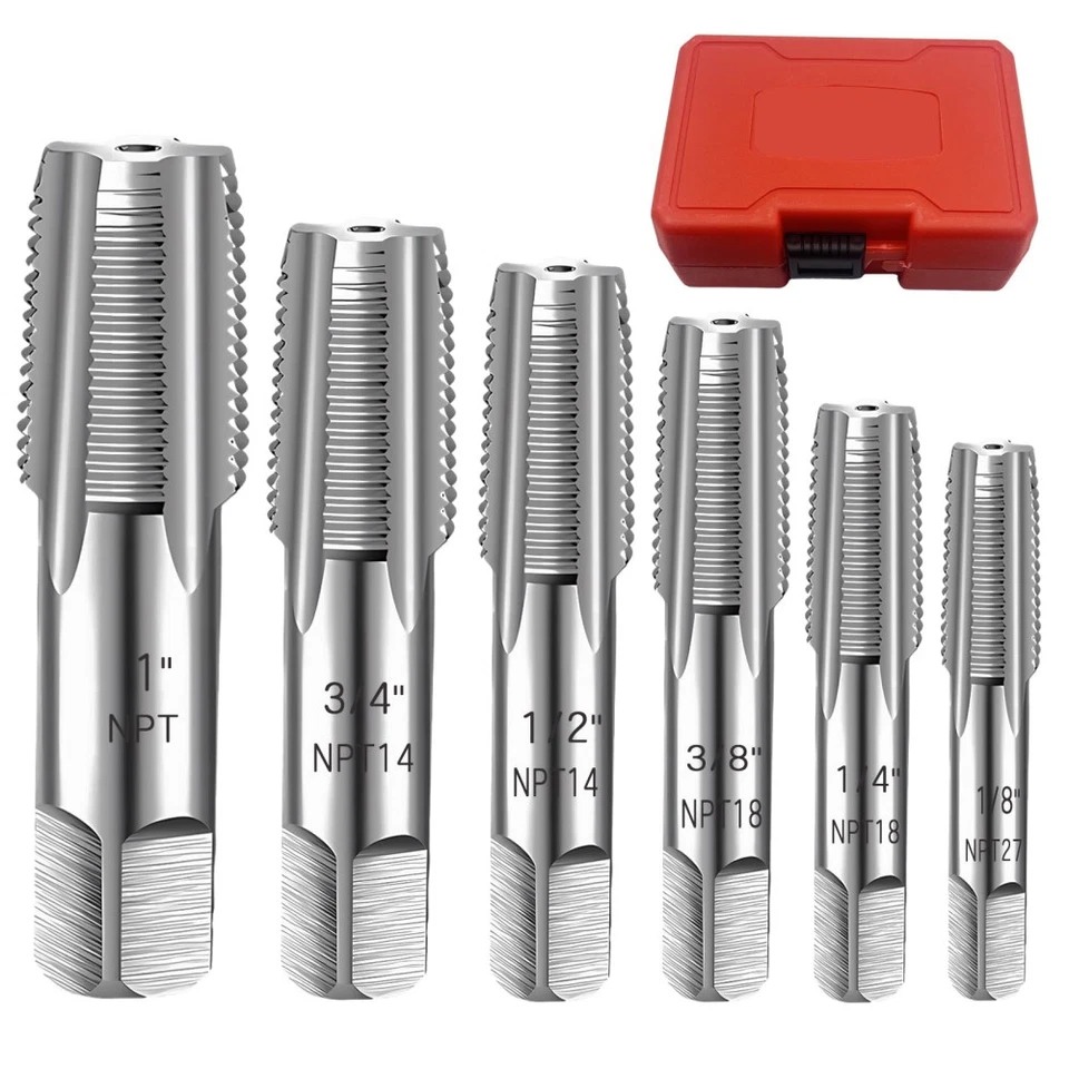 Rohrgewindebohrer Set 1/8 1/4 3/8 1/2 1'' Metallschraubgewinde Gewindeschneider - Bild 2 von 4
