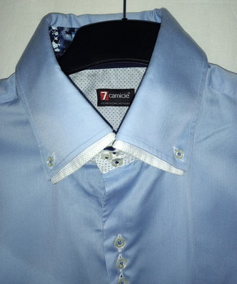 7 Camicie Herren Hemd mit Doppeltkragen ...Langarm....Blau ...Gr XL..44..17 1/2