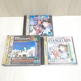 Sega Saturn Console Japan Bundle with 2 Controllers & 3 Games Tested EVANGELION