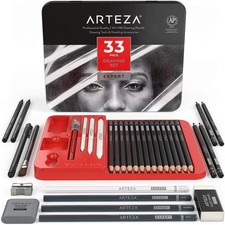 Drawing Set for Adults, Set of 33 Artist Sketching Tools, 20 Graphite  4 Ske...