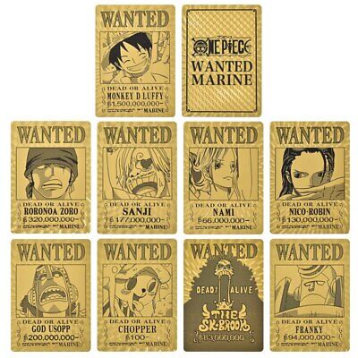 One Piece Wanted Posters Japan Anime Gold Foil Card Monkey Luffy Collection Gift Ebay