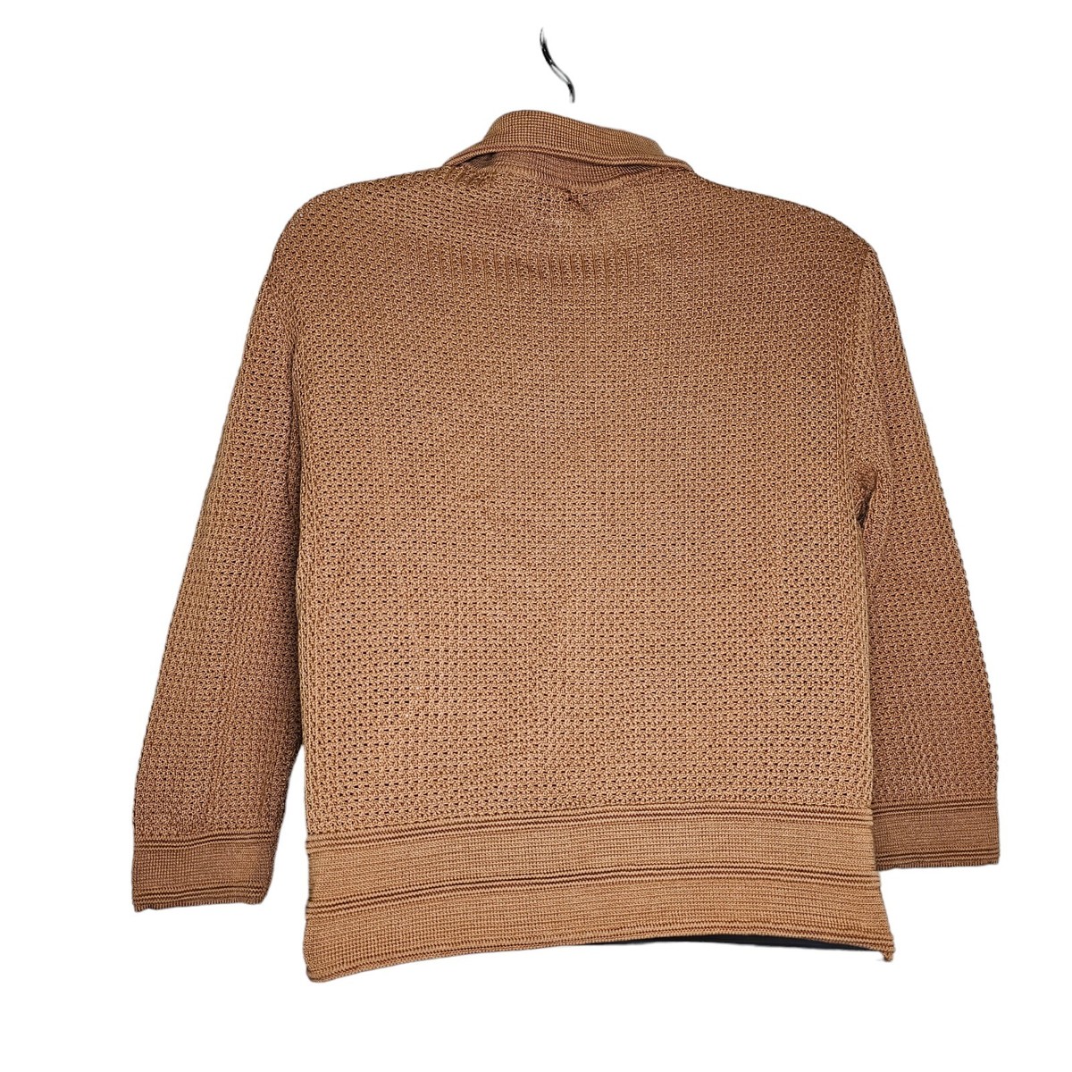 Vintage 70s Saks Cardigan Sweater Womens Size Small Brown Tan Pure