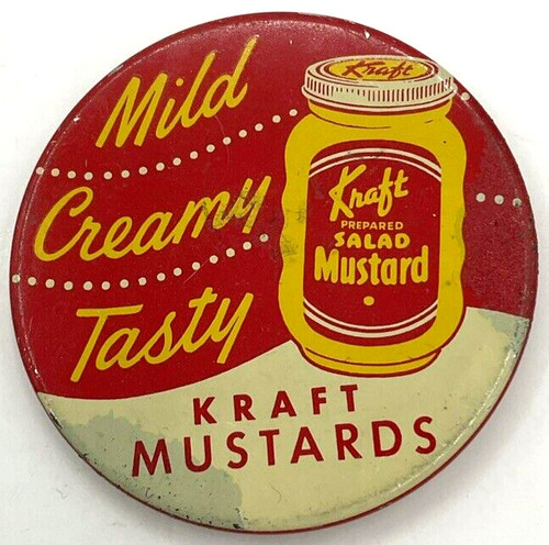 Vintage Kraft Mustards Metal Lid for Glass Jar Mild Creamy Tasty Salad Mustard