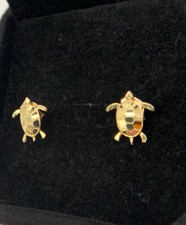 14k .585 Yel Gold "TURTLE" Stud Earrings, 9.5mm x 8.5mm, FREEgftBx 3.49valu