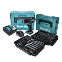 Makita Dhp 482 RF1J Schlagbohrschrauber 18V + 120 Tlg Set + 1X Akku 3 Ah + Lader