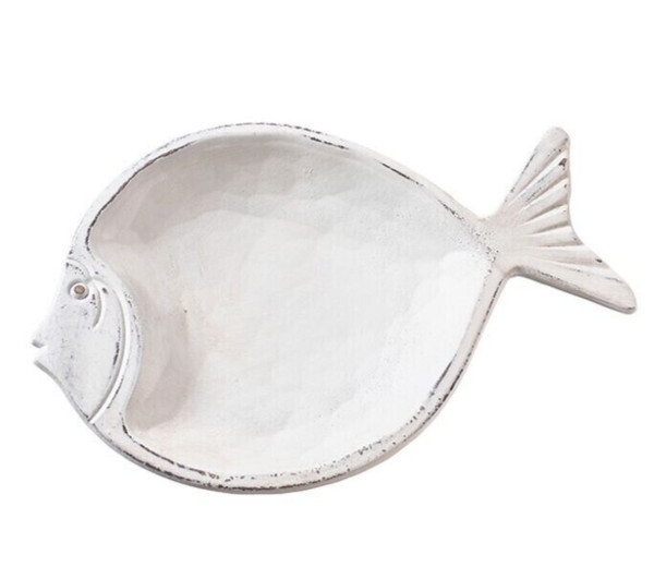 "Dekoschale \"Fisch\" 27X18,5Cm*Holz Weiß*Maritim*Deko*Schale*Sommer Meer Shabby"-image