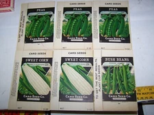 Lot of 6 Vintage Card Seed Co Vegetable Seed Packets Freedonia NY peas corn bean