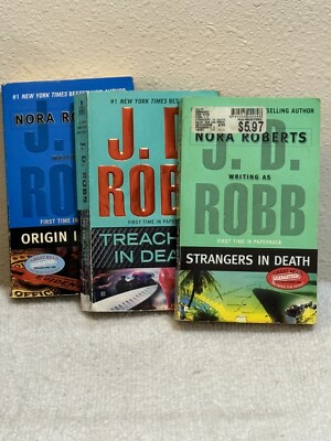 J.D. Robb Thrillers Lot 3 Paperback Books 1 Ex Library