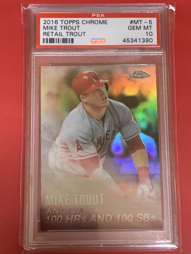 2016 Topps Factory Set MIKE TROUT Chrome Refractor  MT5    -  PSA 10