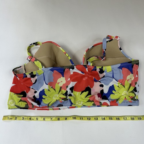 Swim Cacique 44DDD Lightly Lined Balconette Bikini Top Floral Yellow Pink #2193 - Picture 4 of 8