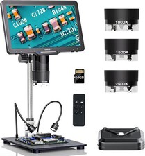 TOMLOV TriL110 2K HDMI Microscope, 10.1'' IPS, 2500X, 14 LED, PC/TV View, 64GB