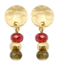 Designer Hammered Yellow Gold Round Disc Post...