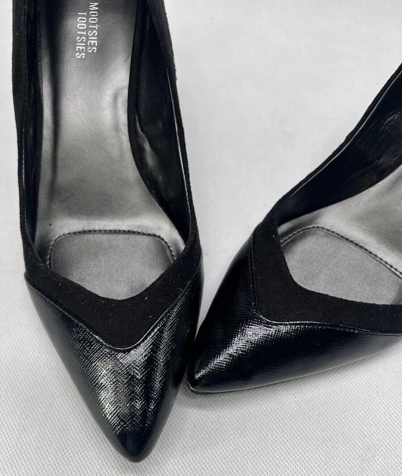 Zapatos de tacón alto Mootsies Tootsies Dare negros de gamuza sintética y cuero sintético talla 8,5 M Foto 4 de 4