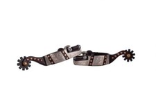 Youth Brown STEEL SPURS Silver Engraved Overlay Copper Studs