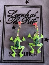 Lunch At The Ritz FROGS post Earrings; HAND SIGNED!!!