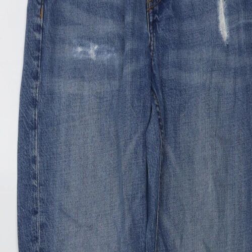 Topshop Womens Blue Cotton Blend Straight Jeans Size W24 L25 - 第 3/10 張圖片