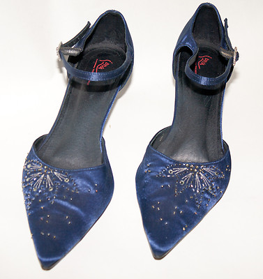 DIVA   Pumps   Schuhe   Gr. 42   *TOPst *   Satin bestickt   Pfennigabsatz   ede