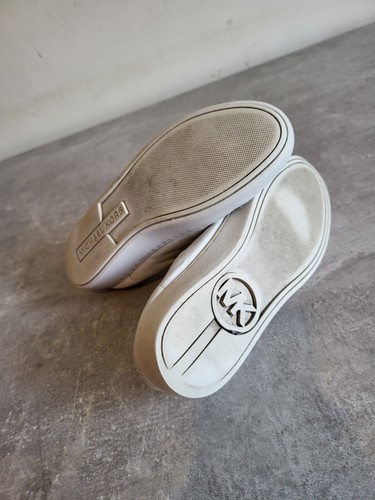 Michael Kors Women's White Gold Leather Sneakers Shoes Size 4 - Picture 9 of 12