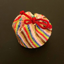  Vintage  One of the kind Handmade drawstring Beaded Purse from Japan NEW 