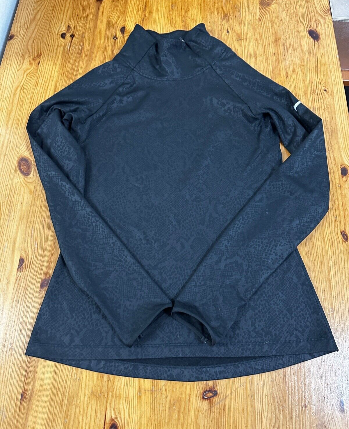 Nike Pro Dri Fit Sweatshirt Mock neck Zip Thumbholes black snake print size M