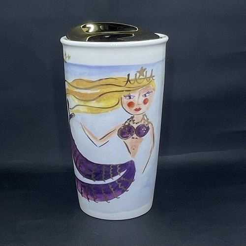 2015 Starbucks Siren Mermaid Ceramic Coffee Travel Mug 12 oz Tumbler w/ Gold Lid eBay