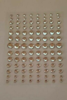 CraftbuddyUS 104pcs 4,5,8,10 mm CLEAR Round Individual Self Adhesive Gems, Craft