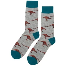 NWT Kangaroo Dress Socks Novelty Men 8-12 Gray Crazy Fun Sockfly