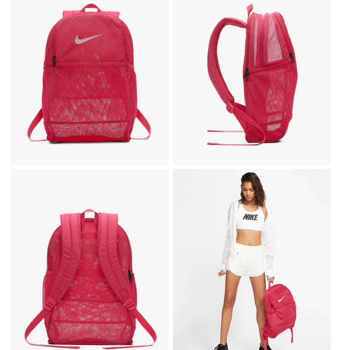 mesh nike backpack pink Brasilia Backpack, Unisex Adult, (Rush Pink/Black/White), One Size Fashion weave construction offers airy ventilation Nike Pink Backpack - Hibbett