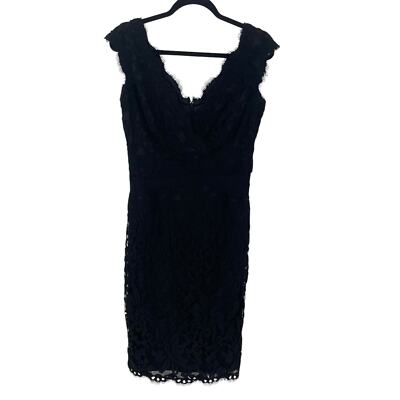 Tadashi Shoji Sleeveless Knee Length V Neck Black Lace Tadashi Shoji Sleeveless Knee Length V Neck Black Lace