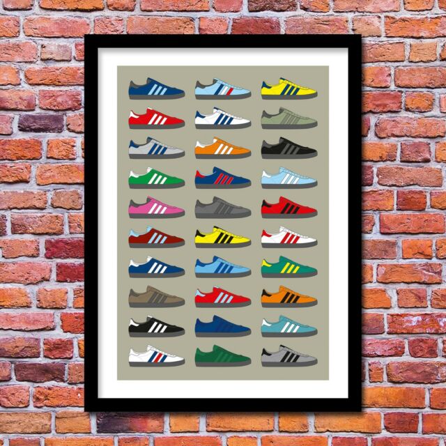 Football Casuals Trainers - Hooligans Clobber Art Print - A3/A4 Size Poster