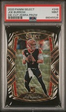 Joe Burrow 2020 Panini Select Football Rookie Die Cut Zebra Prizm SP PSA 9