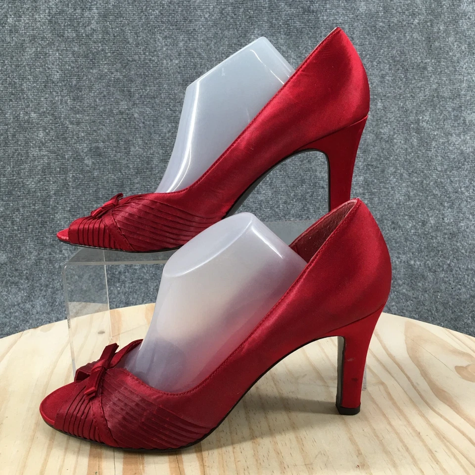 Mootsies Tootsies Tacones Mujer 9.5M Fiesta Niña K Bomba Rojo Satén Sin Cordones Stiletto Foto 2 de 4