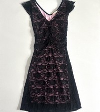 Forever 21 Medium Lace Dress Sheer Pink Black Punk Goth Vtg Y2K 00s alt witchy
