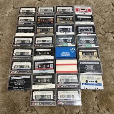 Lot Of 30 Used Recordable Cassette Tapes Basf Maxell Suretape 