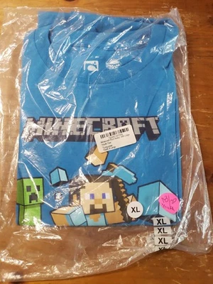 T-shirt graphique bleu Mojang Minecraft Run Away taille moyenne