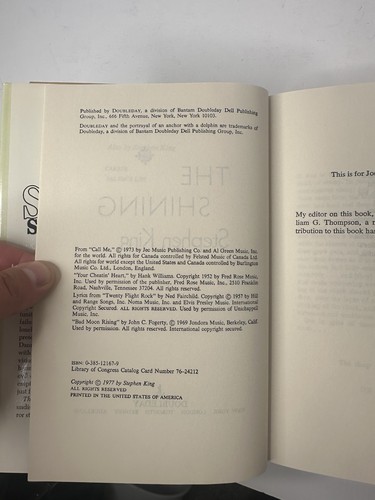 The Shining by Stephen King 1977 Hardcover Dust Jacket Doubleday - Foto 13 di 15
