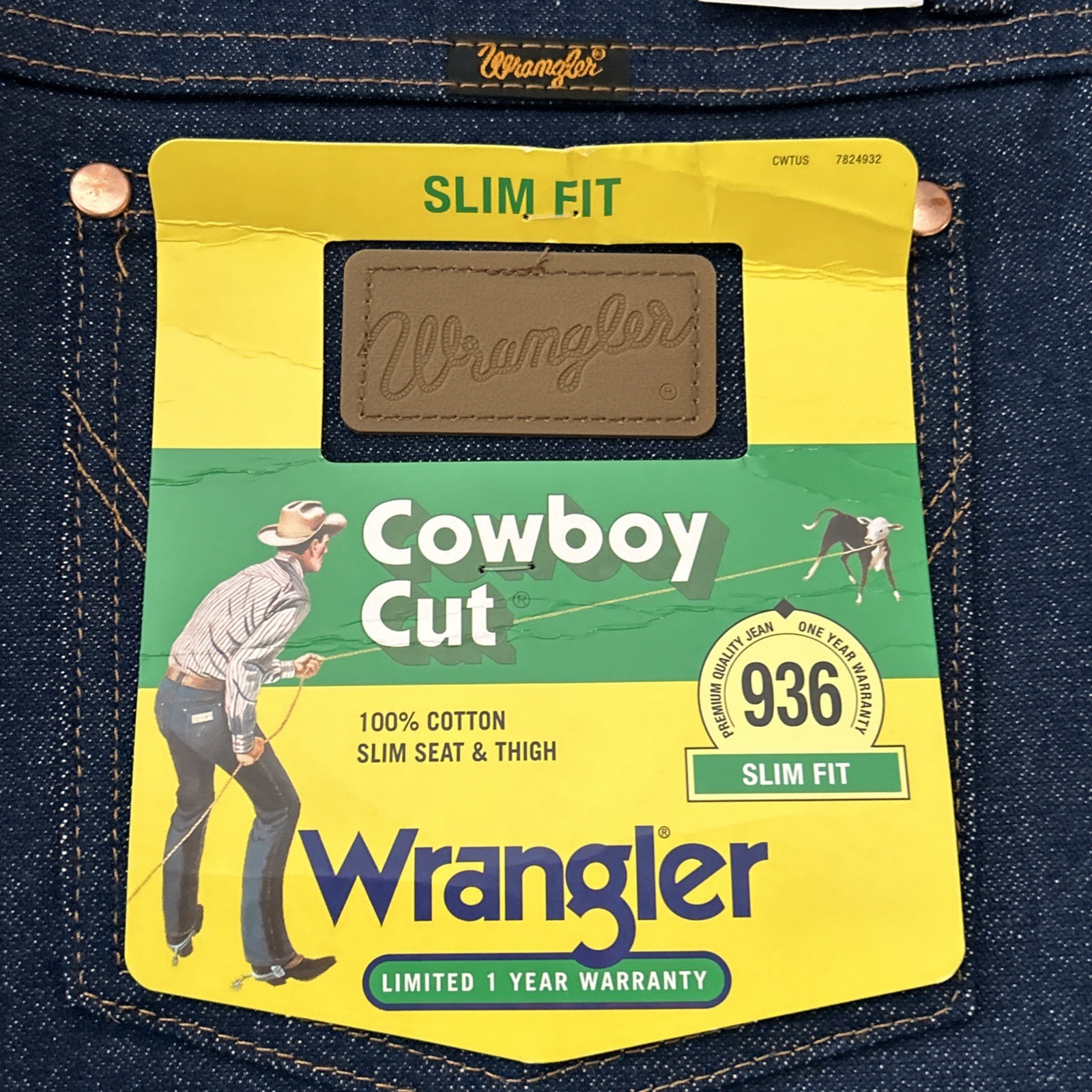 Wrangler Men’s 936 Cowboy Cut Rigid Slim Fit Jeans, # 0936DEN, 33 X 31, NWT image 3
