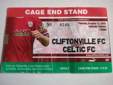 Cliftonville V Celtic. October 13 2009 Match Ticket.