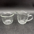 VTG ~ Anchor Hocking ~ Savannah Creamer & Sugar~ Clear Glass ~ Embossed Flowers
