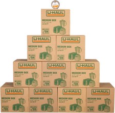 U-Haul Medium Moving Boxes - Pack of 10 Boxes with Handles - 18  X 18 1/8  X 16  