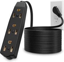 Flat Plug Indoor Extension Cord Black