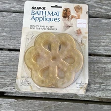 Vintage Slip-X Bath Mat Appliques NEW 1987 Clear Flower Suction Cup Non Slip