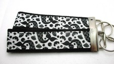 Mermaid Tail  Bubbles Ribbon on Strong Webbing Key Fob Keychain Wristlet Ocean