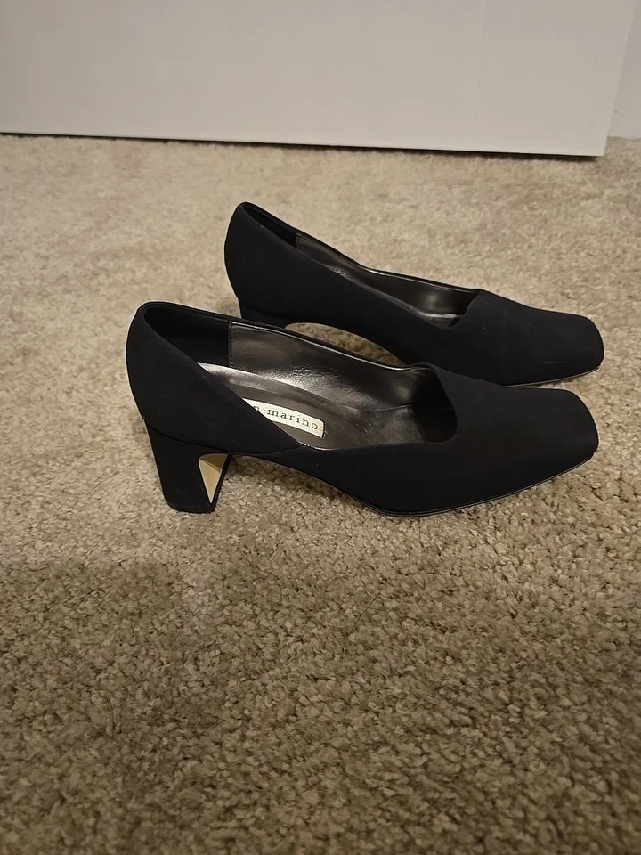 Zapatos para mujer BlackFine Cloth Ann Marino talla 7,5 con bloque resistente tacón cubano elegante Foto 2 de 4