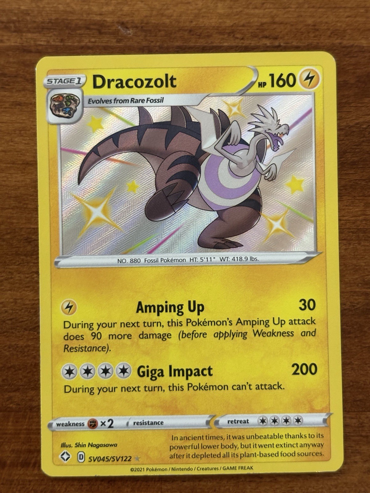 Dracozolt - SV045/SV122 Shining Fates SHINY Holo Rare Pokemon - NM/MINT